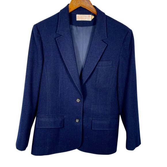 Vintage Pendleton 100% Virgin Wool Navy Blue Heritage Blazer Women’s Size Small - Picture 3 of 11